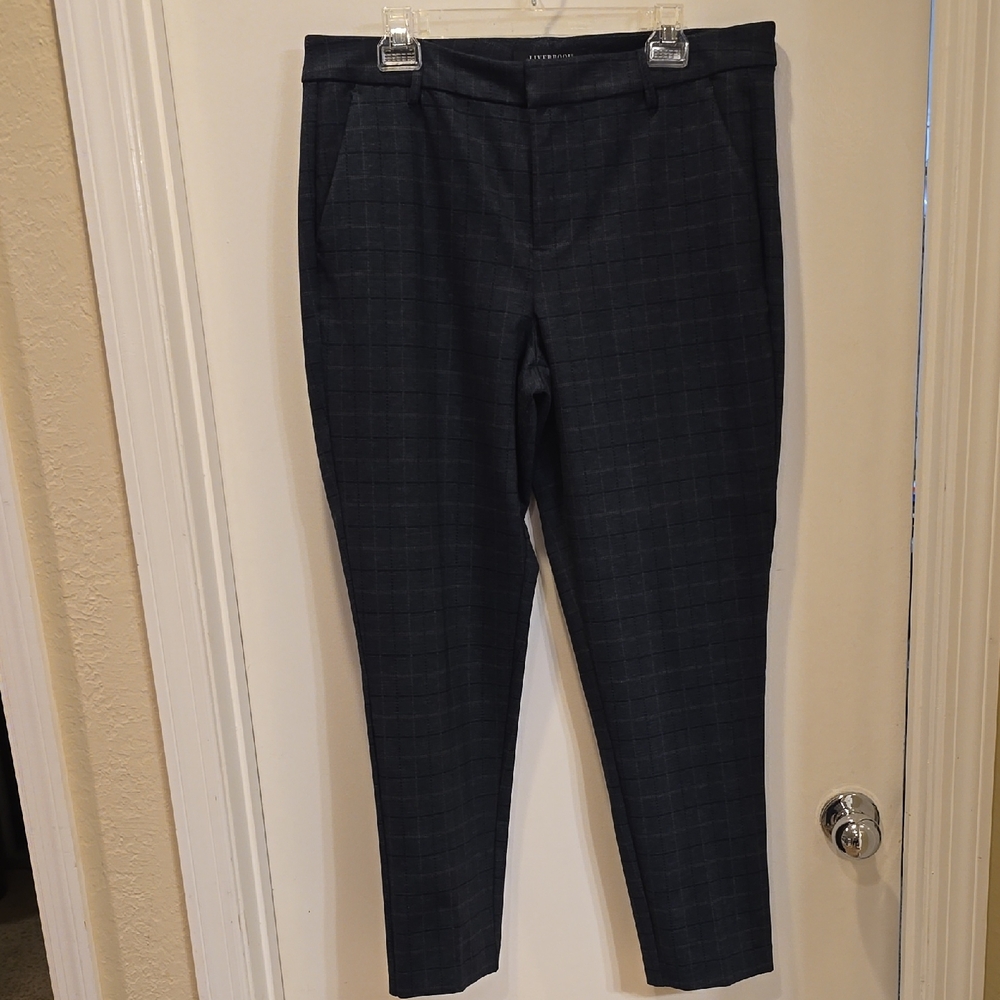Liverpool Women's Dark Blue Checkered Pants